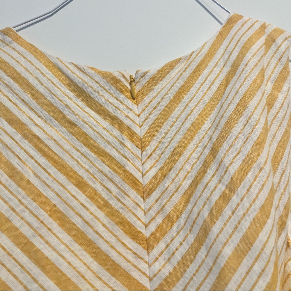 NWT Cremiuex Gold Yellow and Ivory Striped Tiered Bow Maxi Dress Size 2 - Picture 9 of 9